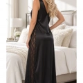 Siyah Dantelli Saten Gecelik - 085