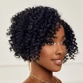 Siyah Kısa Afro Yan Tül Peruk