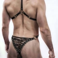 Siyah Seksi Lasitk Erkek  Vücut Harness - m68