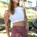 Şort Crop Bordo Takım