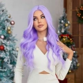 Su Dalgalı Açık Mor Tül Peruk