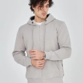 Tam Fermuarlı Kapşonlu  SweatShirt - Boyalı Gri