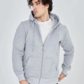 Tam Fermuarlı Kapşonlu  SweatShirt - Gri