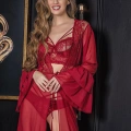 TRANSPARAN BRALET STRİNG TAKIM BORDO (MGP31632)
