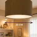 Tütün Kahve Kumaş Başlıklı Sarkıt Avize 35 CM
