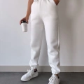 Üç İplik Basic Lastikli Eşofman Pantolon - Beyaz