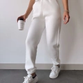 Üç İplik Basic Lastikli Eşofman Pantolon - Beyaz