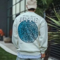 Üç İplik Bisiklet Yaka Baskılı SweatShirt - Beyaz