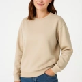 Üç İplik Düz Bisiklet Yaka SweatShirt - Bej