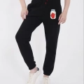Üç İplik Lastikli Baskılı Eşofman Pantolon - Siyah