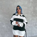 Üç İplik Parçalı Yakalı SweatShirt - Yeşil