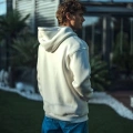 Üç İplik Penye Kapşonlu Basic SweatShirt - Beyaz
