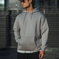 Üç İplik Penye Kapşonlu Basic SweatShirt - Boyalı Gri