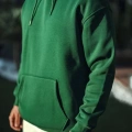Üç İplik Penye Kapşonlu Basic SweatShirt - Haki