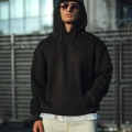 Üç İplik Penye Kapşonlu Basic SweatShirt - Siyah -