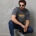 Unisex Basic Bisiklet Yaka Oversize T-Shirt - Füme