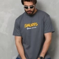 Unisex Basic Bisiklet Yaka Oversize T-Shirt - Füme