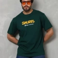 Unisex Basic Bisiklet Yaka Oversize T-Shirt - Yeşil