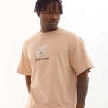 Unisex Baskılı Oversize T-Shirt - Bej