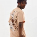 Unisex Baskılı Oversize T-Shirt - Bej