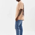 Unisex Baskılı Oversize T-Shirt - Bej