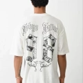 Unisex Baskılı Oversize T-Shirt - Beyaz