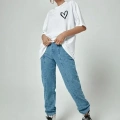 Unisex Baskılı Oversize T-Shirt - Beyaz