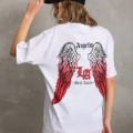 Unisex Baskılı Oversize T-Shirt - Beyaz