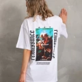 Unisex Baskılı Oversize T-Shirt - Beyaz