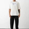 Unisex Baskılı Oversize T-Shirt - Beyaz