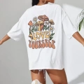 Unisex Baskılı Oversize T-Shirt - Beyaz