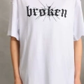 Unisex Baskılı Oversize T-Shirt - Beyaz