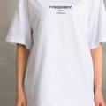 Unisex Baskılı Oversize T-Shirt - Beyaz