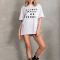 Unisex Baskılı Oversize T-Shirt - Beyaz