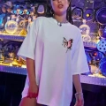 Unisex Baskılı Oversize T-Shirt - Beyaz