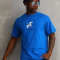 Unisex Baskılı Oversize T-Shirt - Mavi