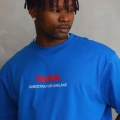 Unisex Baskılı Oversize T-Shirt - Mavi