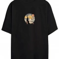 Unisex Baskılı Oversize T-Shirt - Siyah