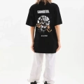 Unisex Baskılı Oversize T-Shirt - Siyah