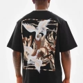Unisex Baskılı Oversize T-Shirt - Siyah