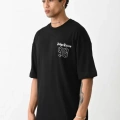Unisex Baskılı Oversize T-Shirt - Siyah