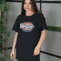 Unisex Baskılı Oversize T-Shirt - Siyah