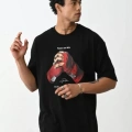 Unisex Baskılı Oversize T-Shirt - Siyah