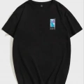 Unisex Baskılı Oversize T-Shirt - Siyah