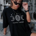 Unisex Baskılı Oversize T-Shirt - Siyah