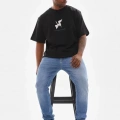Unisex Baskılı Oversize T-Shirt - Siyah