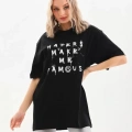 Unisex Baskılı Oversize T-Shirt - Siyah