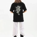 Unisex Baskılı Oversize T-Shirt - Siyah