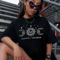 Unisex Baskılı Oversize T-Shirt - Siyah