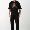 Unisex Baskılı Oversize T-Shirt - Siyah